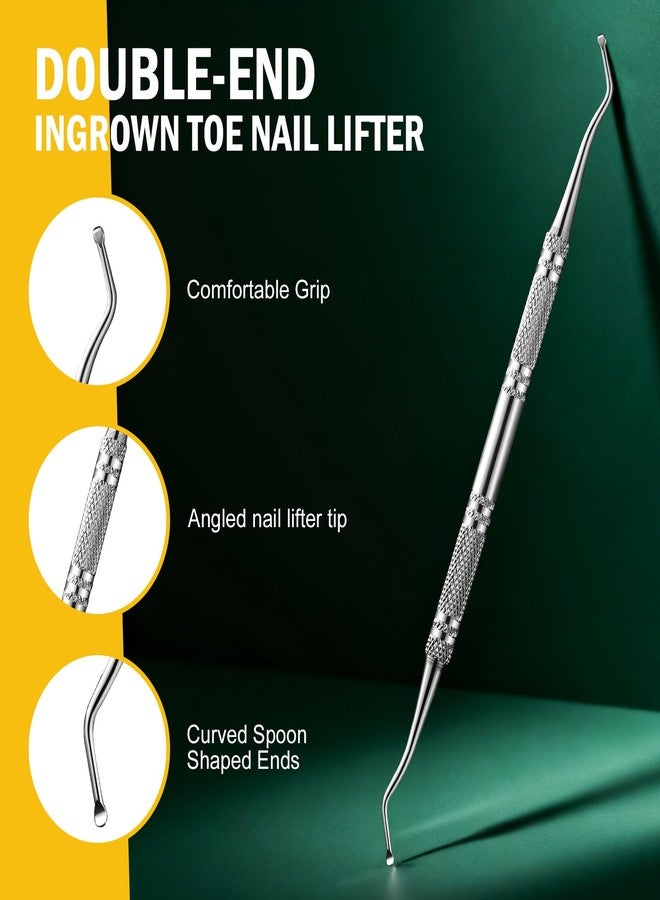 FVION Toenail File for Thick Nails and Toenail Lifter, 2pcs Stainless Steel Nail File and Ingrown Relief Set, Heavy Duty Metal Emery Board for Seniors, Men & Women Pedicure Tool (Green) - Image 5